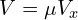  V = \mu V_x 