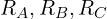 R_A, R_B, R_C