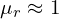 \mu_r \approx 1