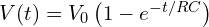  V(t) = V_0 \left(1 - e^{-t/RC} \right) 