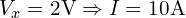  \text{만약 } V_x = 2 \text{V} \Rightarrow I = 10 \text{A} 