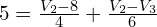 5 = \frac{V_2 - 8}{4} + \frac{V_2 - V_3}{6}