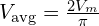 V_{\mathrm{avg}}=\frac{2V_m}{\pi}