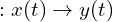  \text{시스템} : x(t) \rightarrow y(t) 