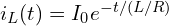 i_L(t) = I_{0} e^{-t / (L / R)}
