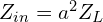  Z_{in} = a^2 Z_L 