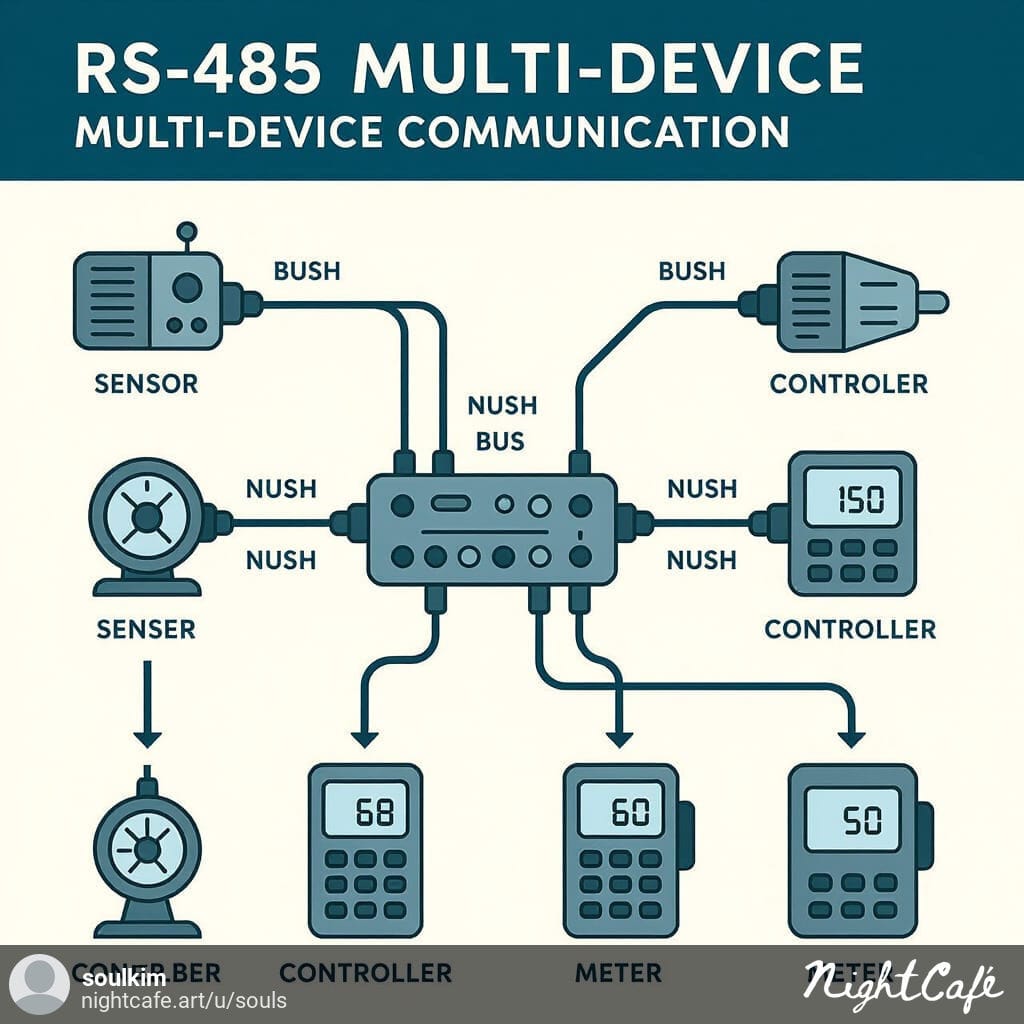 Multi-device RS-485 bus connection diagram