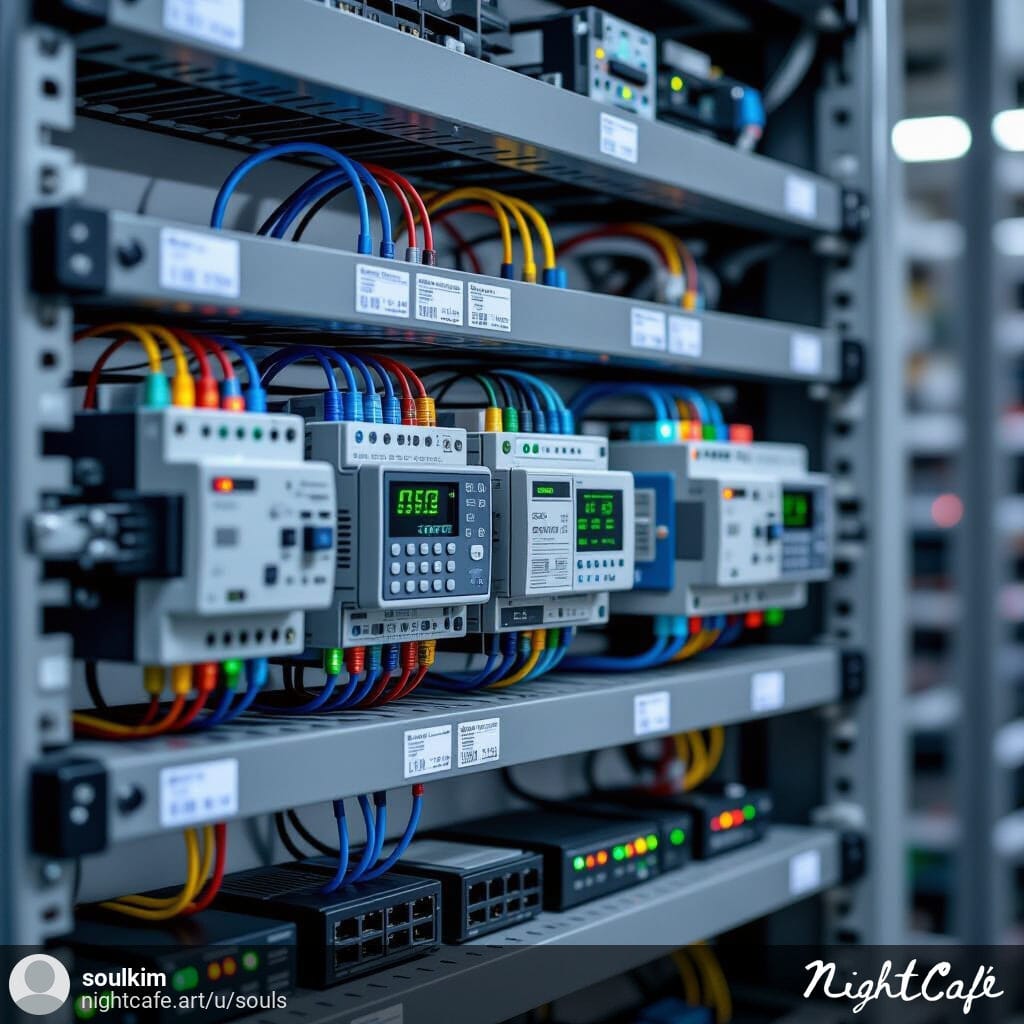 Control panel showing RS-485 communication setup