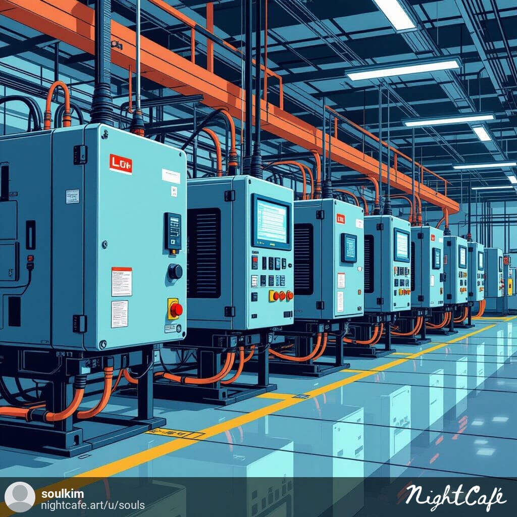"Conveyor system controlled by LS motor controllers in factory"