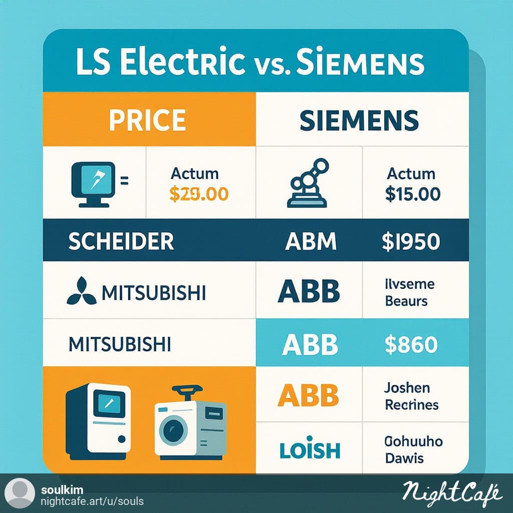 "Comparison chart of LS motor controllers with other major brands"