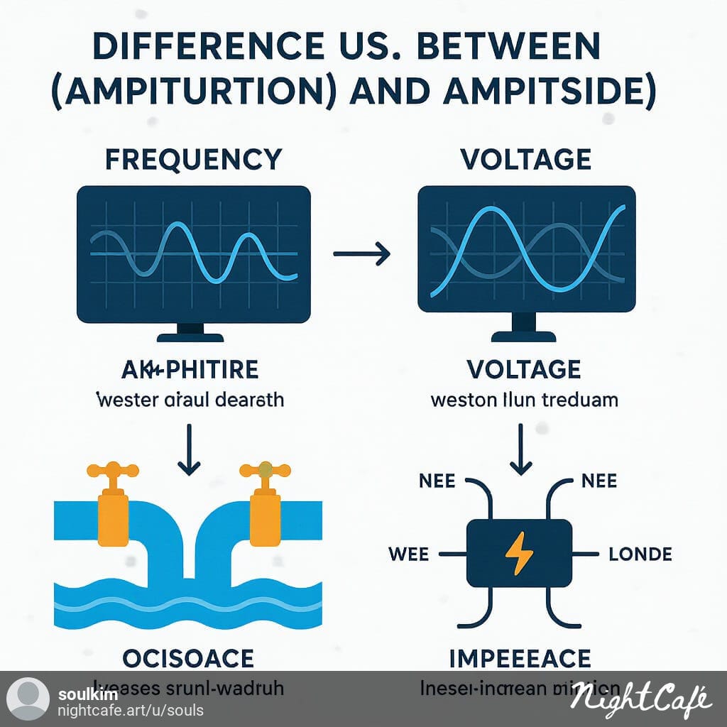 Infographic illustrating frequency, voltage, and impedance in RF signals.