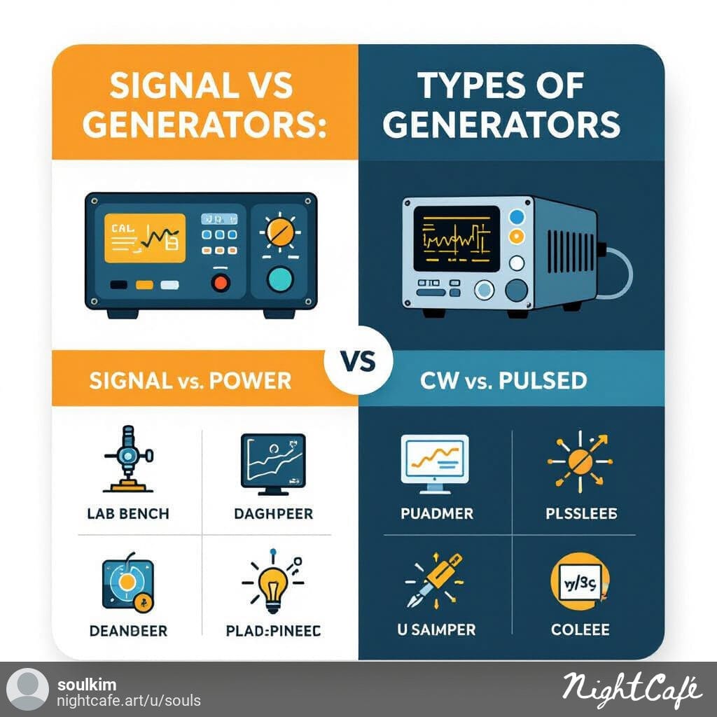 Comparison chart showing types of RF generators and their applications.