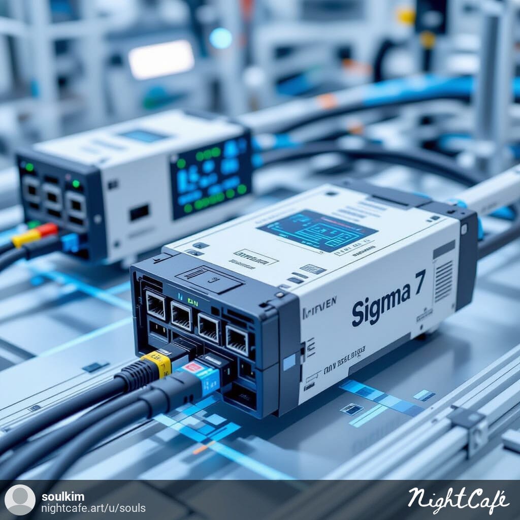 Example of Sigma7 driver communicating with PLC via EtherCAT.