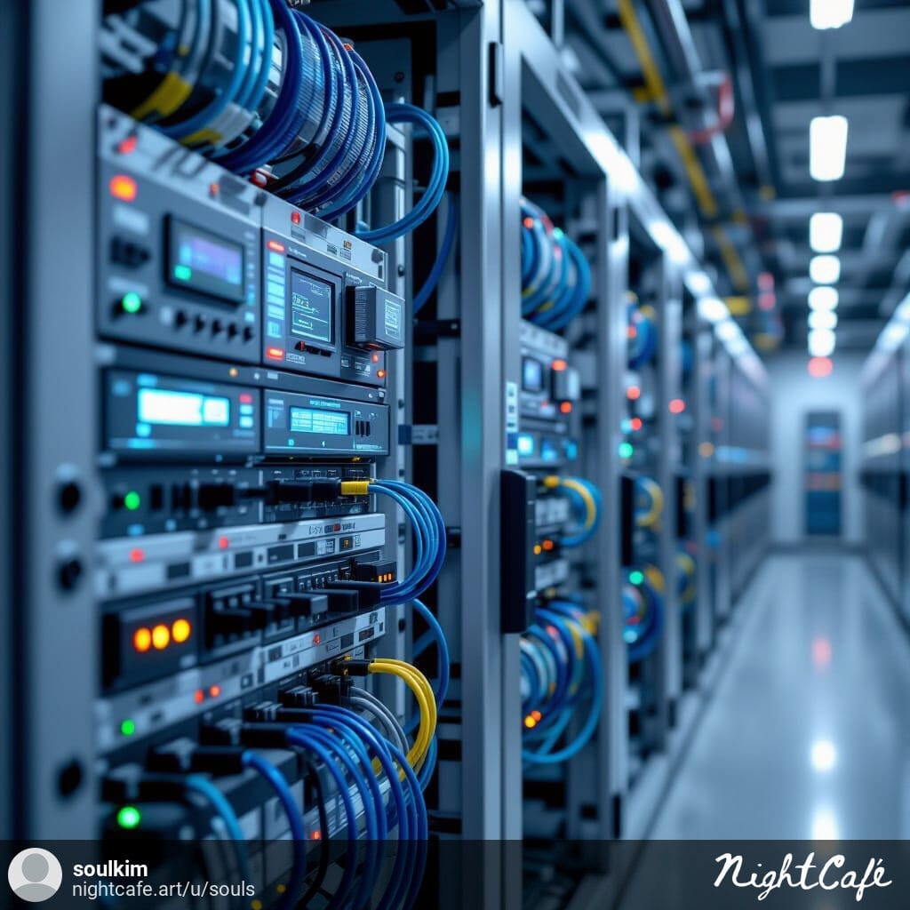 EtherCAT master device and connected slave modules on an industrial control panel with Ethernet cables.